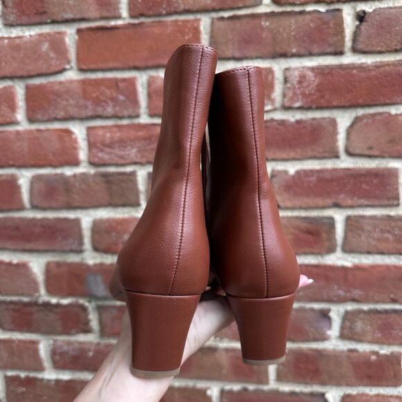 Ann Taylor LOFT Cognac Square Toe Heeled Ankle Booties Size 10 NEW - Picture 6 of 14